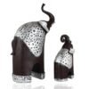 Black & Silver Elephant Figurine Set - Elegant Home Decor Accents