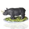 Realistic Black Rhino Figurine with Gold Horn - Wildlife Decor