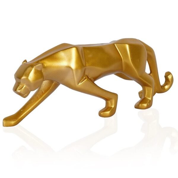 3-4.jpg Modern Gold Panther Sculpture - Sleek Resin Animal Figurine for Home & Office Decor