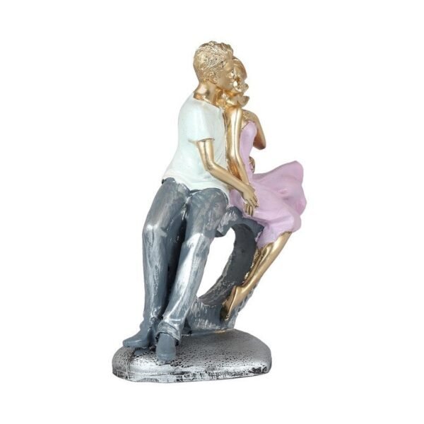 Romantic Couple Figurine Sitting on Bench Hand-Painted Resin Love Statue, Anniversary & Valentines Day Gift for Home Decor