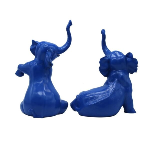 Modern Blue Elephant Figurine Duo - Whimsical Home Decor Accents