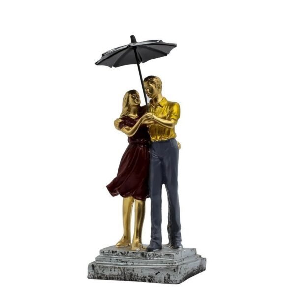 Romantic Couple Under Umbrella Resin Sculpture HandPainted Love Statue, Anniversary & Valentine's Day Gift for Home Decor