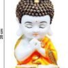 3-5-1.jpg Handicrafts Baby Buddha Showpiece Resin & Sandalwood Monk Figurine for Home & Living Room decor, Perfect Diwali Gift for Family & Friends (12X10X18cm, Orange)