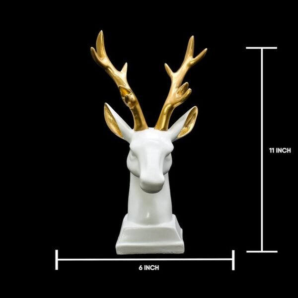 Modern Resin Deer Bust with Gold Antlers - Luxe Tabletop & Wall Accent for Home & Office Decor