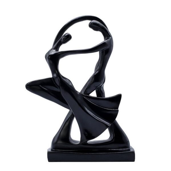 Contemporary Black Resin Couple Figurine Abstract Dance Sculpture for Home & Office, Thoughtful Anniversary or Valentines Gift