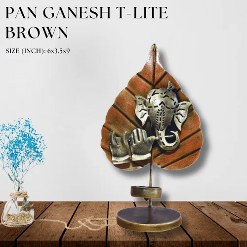 3-500x500-1.png Metal Brown Pan Ganesh Statue | Handmade Ganesha Idol for Home D?cor, Pooja Room & Gift | Antique Finish Metal Art Showpiece