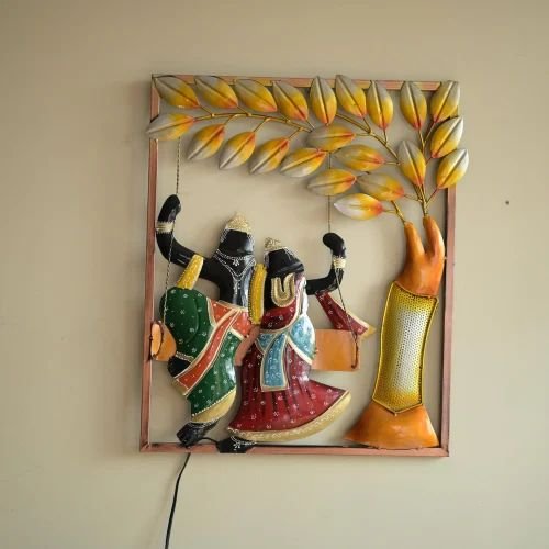 Metal Radha Krishna Jhula Frame | Decorative Swing Showpiece for Home Temple & Gift Purpose