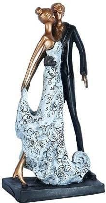 Beautiful Couple Dancing Figurine - Ceramic Statue with Gold Accents for Valentine's Day Gift