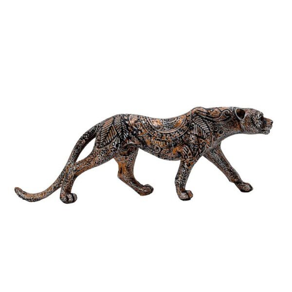 3.jpg Intricately Carved Metal Leopard Sculpture - Elegant Jungle Cat Figurine for Home & Office Decor
