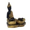 3-9-1.jpg Resin Buddha Head Candle Holder with 3 Lotus Tealight Stands Black & Gold Decorative Showpiece for Home, Altar & Spiritual Gifting