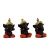Set of 3 Polyresin 3 Wise Ganesha Figurines, Decorative Showpiece with Gold Crown, 4.5 Inch, Dark Brown for Home, Office & Temple Decor
