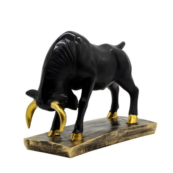 3-9.jpg Black Bull Statue with Golden Accents - Decorative Figurine for Home and Office