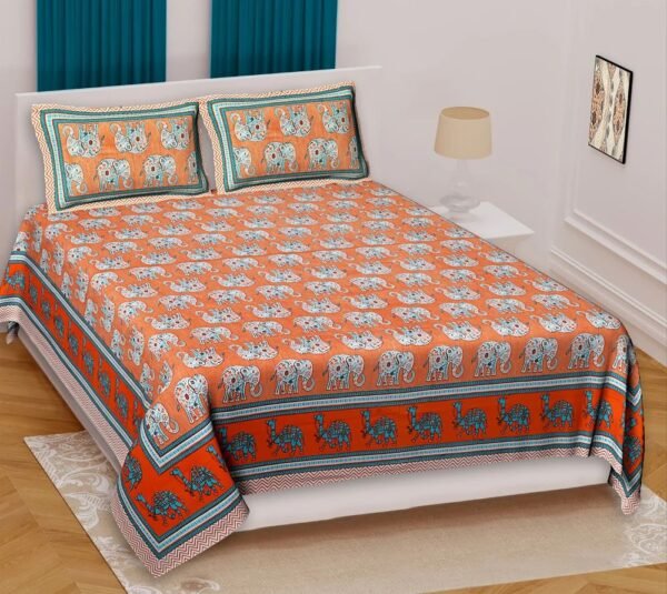 Jaipuri Printed Cotton King Size Double Bedsheet ? Soft, Breathable, Durable, Handcrafted Indian Bedding