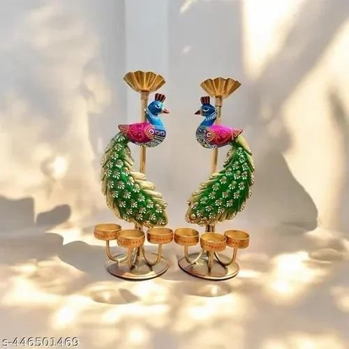Decorative Metal Peacock Candle Holder | Handcrafted Tealight Holder for Home & Festive Decoration