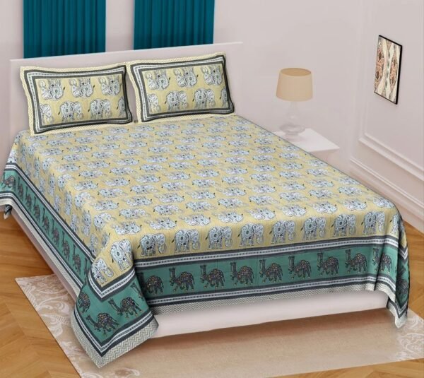 Jaipuri Printed Cotton King Size Double Bedsheet ? Soft, Breathable, Durable, Handcrafted Indian Bedding