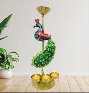 31-1000x1000-1.jpeg Decorative Metal Peacock Candle Holder | Handcrafted Tealight Holder for Home & Festive Decoration