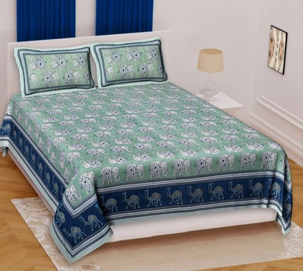 Jaipuri Printed Cotton King Size Double Bedsheet ? Soft, Breathable, Durable, Handcrafted Indian Bedding