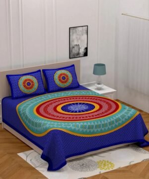100% Cotton Printed Double Bedsheet with 2 Pillow Covers ? Soft, Breathable Ethnic Motif Bed Linen