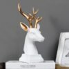 Modern Resin Deer Bust Sculpture with Gold Antlers - Contemporary Animal Decor for Home & Office
