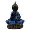 4-10-1.jpg Buddha Statue Meditation Figurine, Black and Blue Resin, 34 cm x 25.4 cm, Gold-Accented Lotus Base