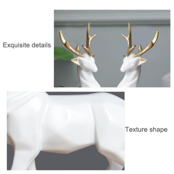 4-12.jpg Elegant White & Gold Deer Figurine Set - Modern Resin Antler Sculptures for Home Decor