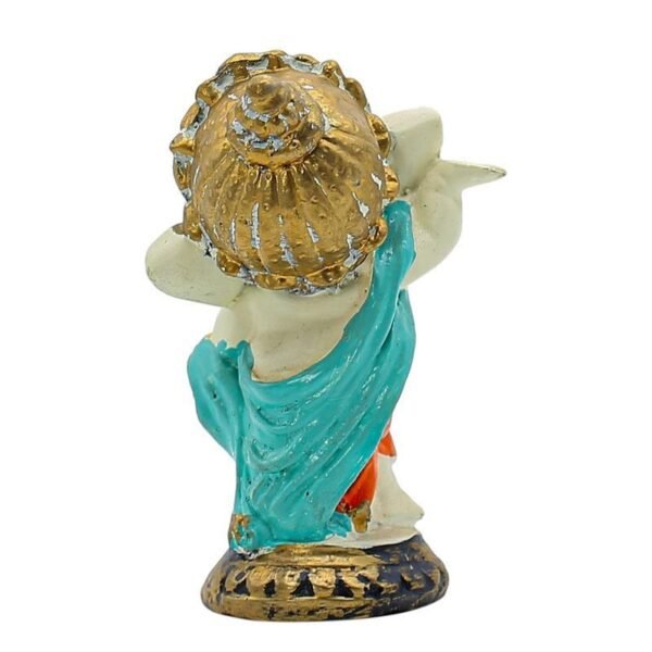 4-14-2.jpg Dancing Baby Ganesha Idol Colorful Ganpati Statue in Orange Dhoti for Home Temple Decor, Car Dashboard & Spiritual Gift 5 Inch Polyresin