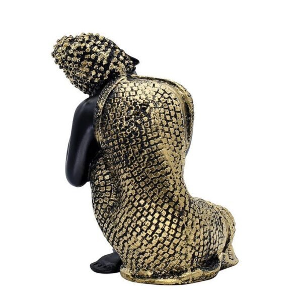 Resting Buddha Showpiece Statue, Black and Gold, 16.5 cm x 12.7 cm