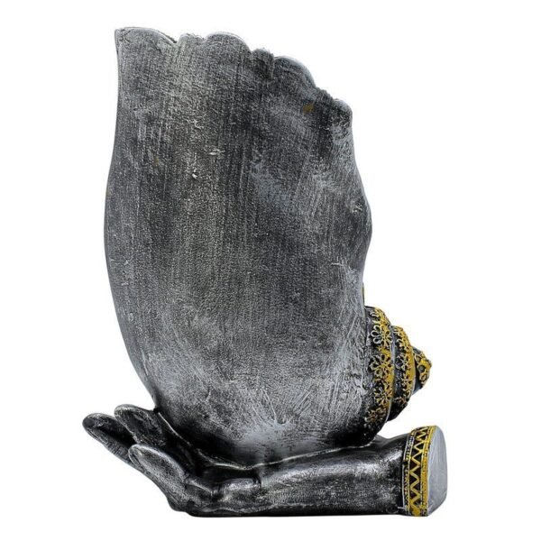 4-18-2.jpg Ganesha Sitting on Conch Shell Statue - Black and Red - Metal/Stone - Home/Office Decor - Auspicious Gift