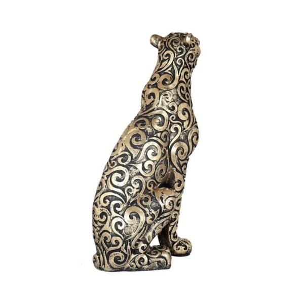 Ornate Bronze Leopard Statue with Floral Patterns - Unique Home Decor and Gift Idea