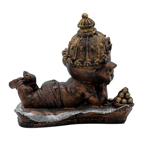 Ganesha on Conch Shell Statue - Metal Gold Accents Decorative Figurine for Pooja Room & Meditation