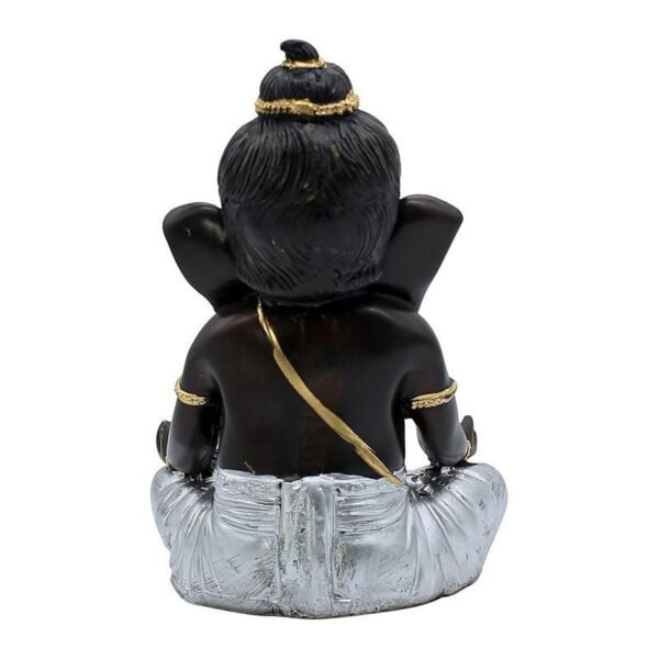 4-2-2.jpg Lord Ganesha Idol for Home Decor | Black & Silver Meditating Ganpati Statue | Polyresin Ganesh Murti for Pooja Room, Office, Car Dashboard & Gift 6 Inch