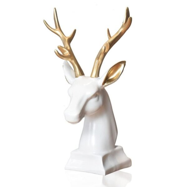 Luxury Resin Deer Bust with Gold Antlers - Modern Animal Decor for Home & Office