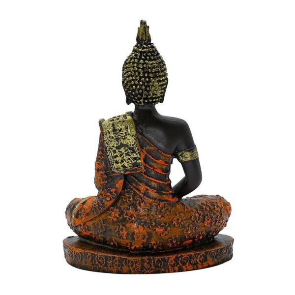 Samadhi Buddha Decorative Buddha Statue, Black and Orange with Jewelled Robe, 7.5 inch Height