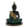Decorative Buddha Statue with Crystal Embellishments, Black and Gold, 7.5 x 5 Inch