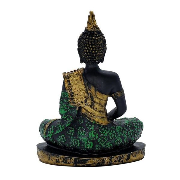 Decorative Buddha Statue with Crystal Embellishments, Black and Gold, 7.5 x 5 Inch