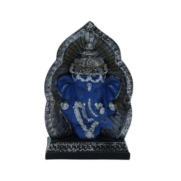 Decorative Ganesha Statue - Blue & Silver - Handcrafted - Home & Office Decor - Ganesh Chaturthi Gift