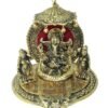 Golden Ganesha Statue with Riddhi Siddhi - Brass - Hindu God Showpiece for Home Decor & Gifting