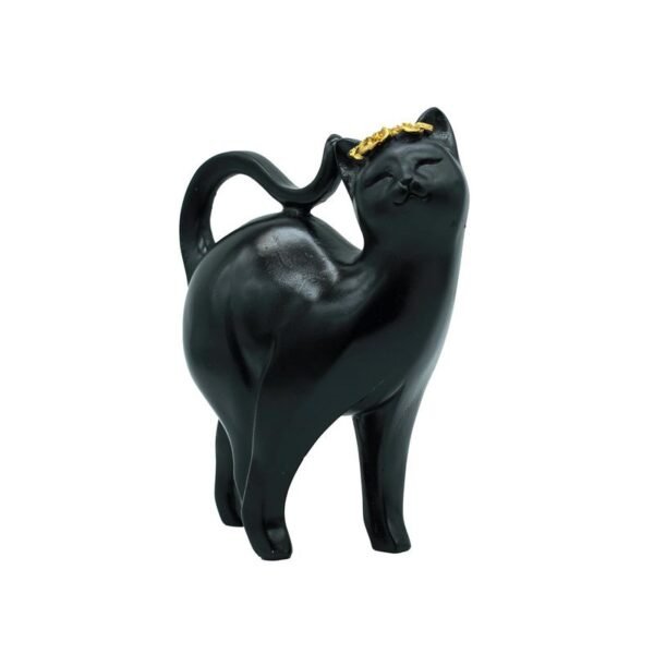 Elegant Black Cat Statue with Golden Accent - Modern Home Decor Inspiration