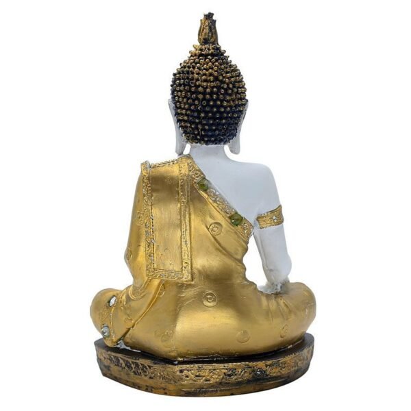 Decorative Buddha Statue for Meditation Room White and Gold, 28 cm x 18 cm