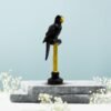 Elegant Black Parrot Sculpture with Gold Accents - Unique Home Decor Piece