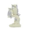 Polyresin Owl Set of 2 Showpiece for Table Decor, White and Silver, 9 inch Height