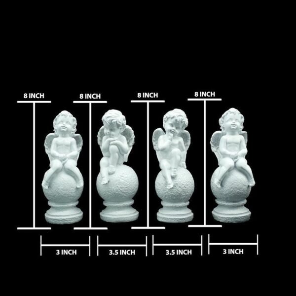 4-32-1.jpg White Angel Figurine Set of 4, Decorative Garden Statues, 8 Inch Height, 3-3.5 Inch Width