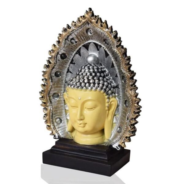 4-34-1.jpg Handicrafts Buddha Head on Tree Idol Statue Showpiece for Home Decoration and Gifting., Diwali Gift Item for Family and FriendsMulticolor