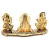 4-34-2.jpg Brass Lakshmi-Ganesha-Saraswati Diya Holder on Leaf Plate Gold-Tone Hindu Trio Statues with Oil Lamp for Puja Room, Temple & Home Decor, Diwali & Wedding Gift