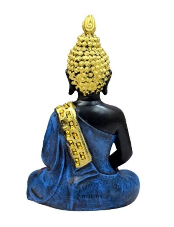 Polyresin Meditating Buddha Statue for Home Decor Big Size Large Living Room Office Desk Table 11 Inch-Blue