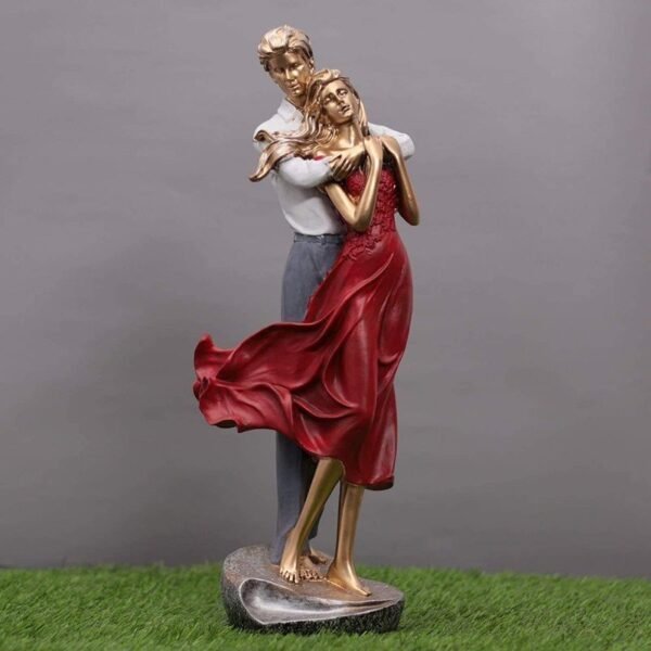 Elegant Dancing Couple Statue, Red Dress and White Shirt, Figurine for Valentine's Day Gift