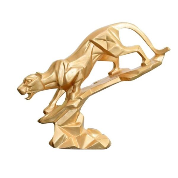 4-36.jpg Golden Geometric Leopard Sculpture - Modern Artistic Home Decor