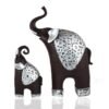Black & Silver Elephant Figurine Set - Elegant Home Decor Accents