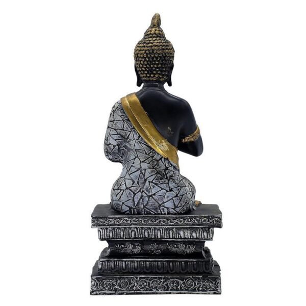4-4-1.jpg Buddha Sculpture Home Decor, Black and Gold Mosaic Design, 26.7 cm x 12.7 cm,Resin Mindfulness Figurine in Black & Gold, Meditation Statue for Living Room, Desk & Spiritual Gift