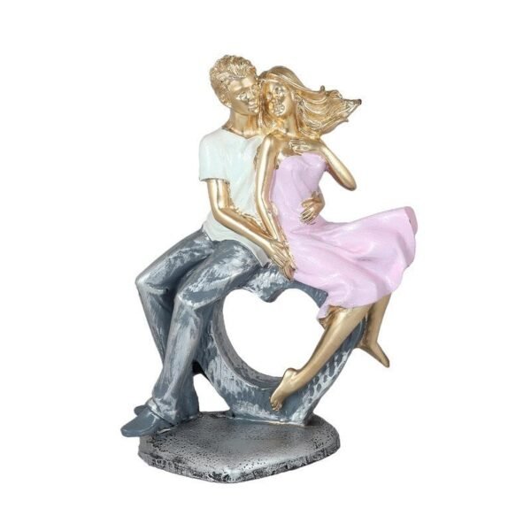 Romantic Couple Figurine Sitting on Bench Hand-Painted Resin Love Statue, Anniversary & Valentines Day Gift for Home Decor